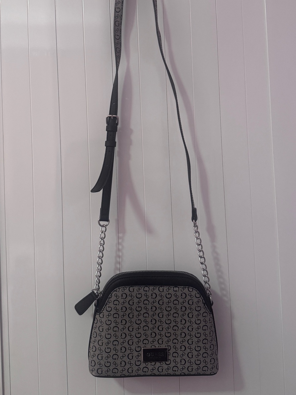 Guess Gray and Black Logo Crossbody Bag